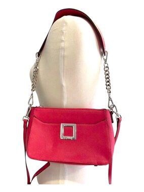 Joseph Ribkoff designer Pink Crossbody Bag With Chain Strap & Silver Accents